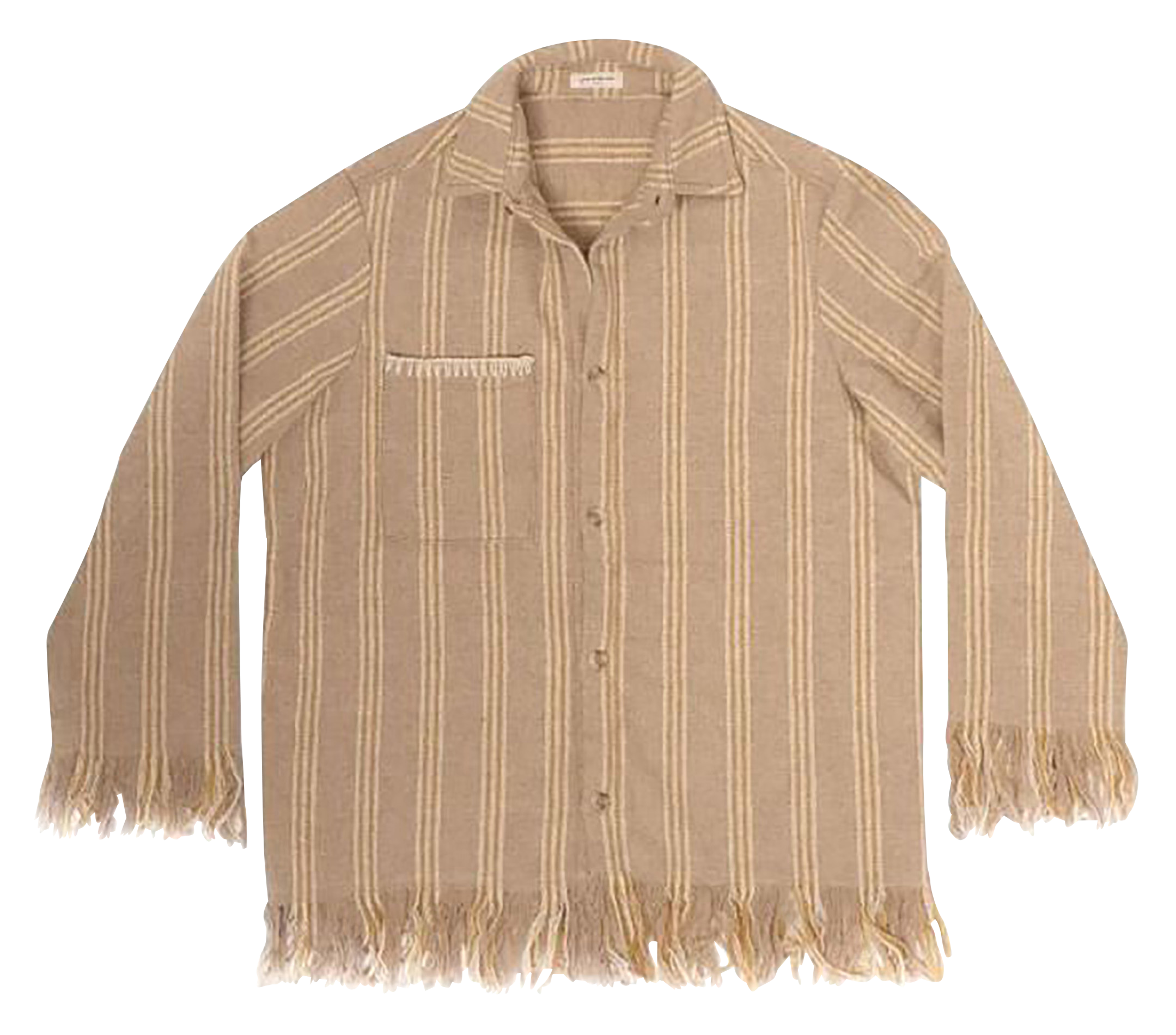 Surchemise frangée en laine mélangée | Beige