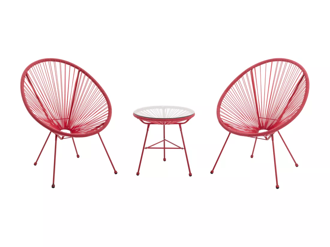Salon de jardin en fils de résine tressés : 2 fauteuils et une table - Terracotta - ALIOS III de MYLIA