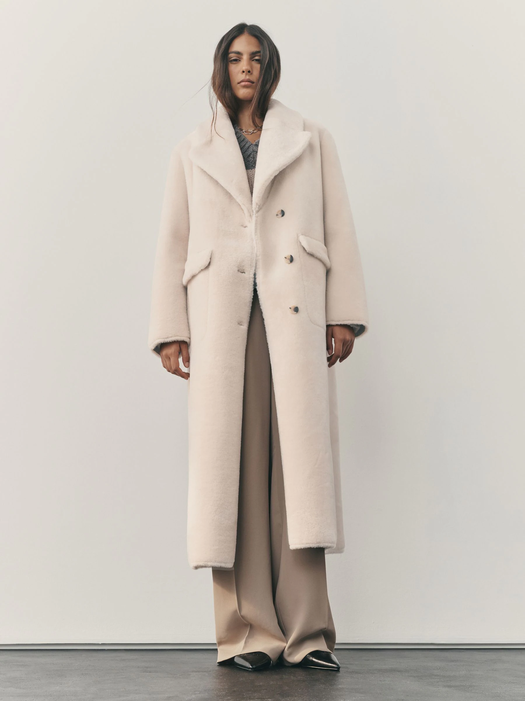 Nothing Ordinary Faux Shearling Maxi Car Coat