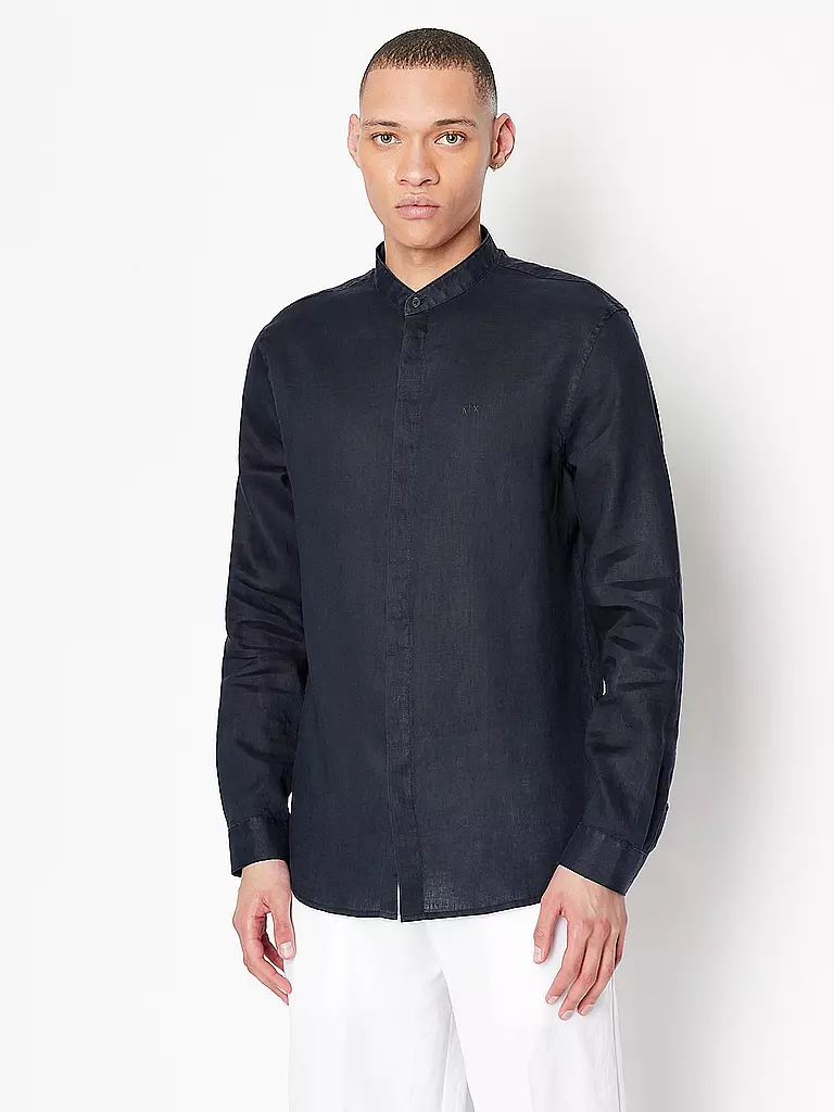 ARMANI EXCHANGE Leinenhemd Regular Fit  blau