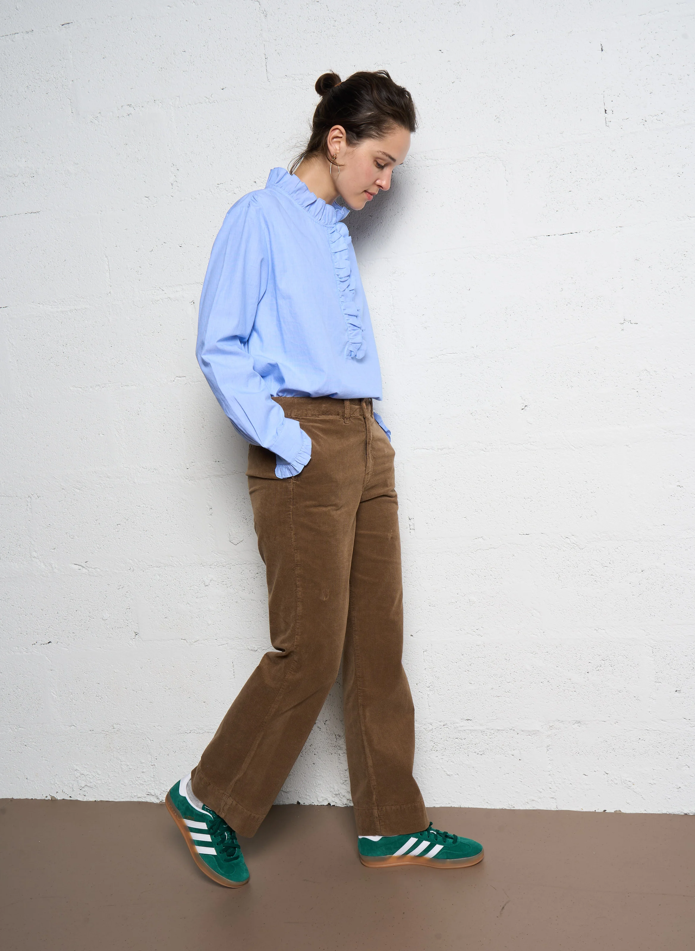 CYRIL - Pantalon en velours côtelé droit| Vert