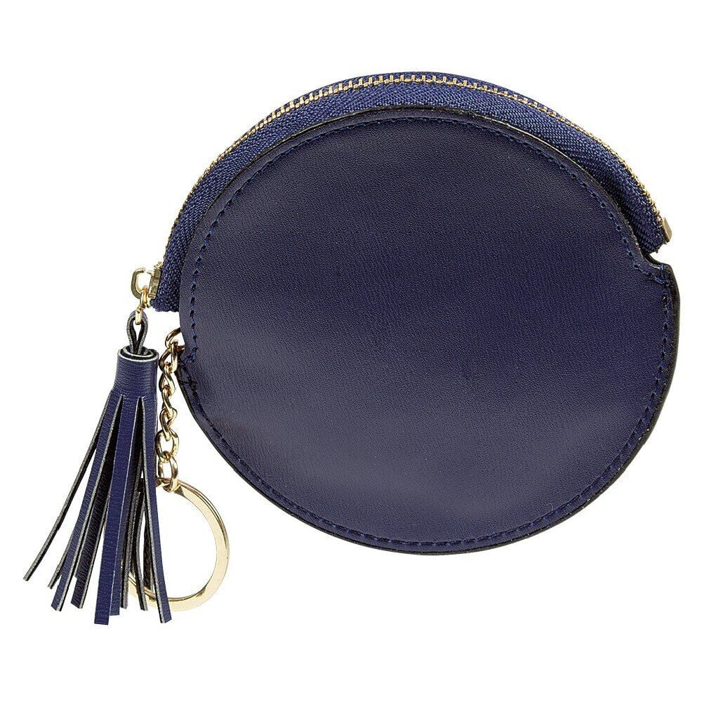 Porte monnaie rond simili avec fermeture pompon