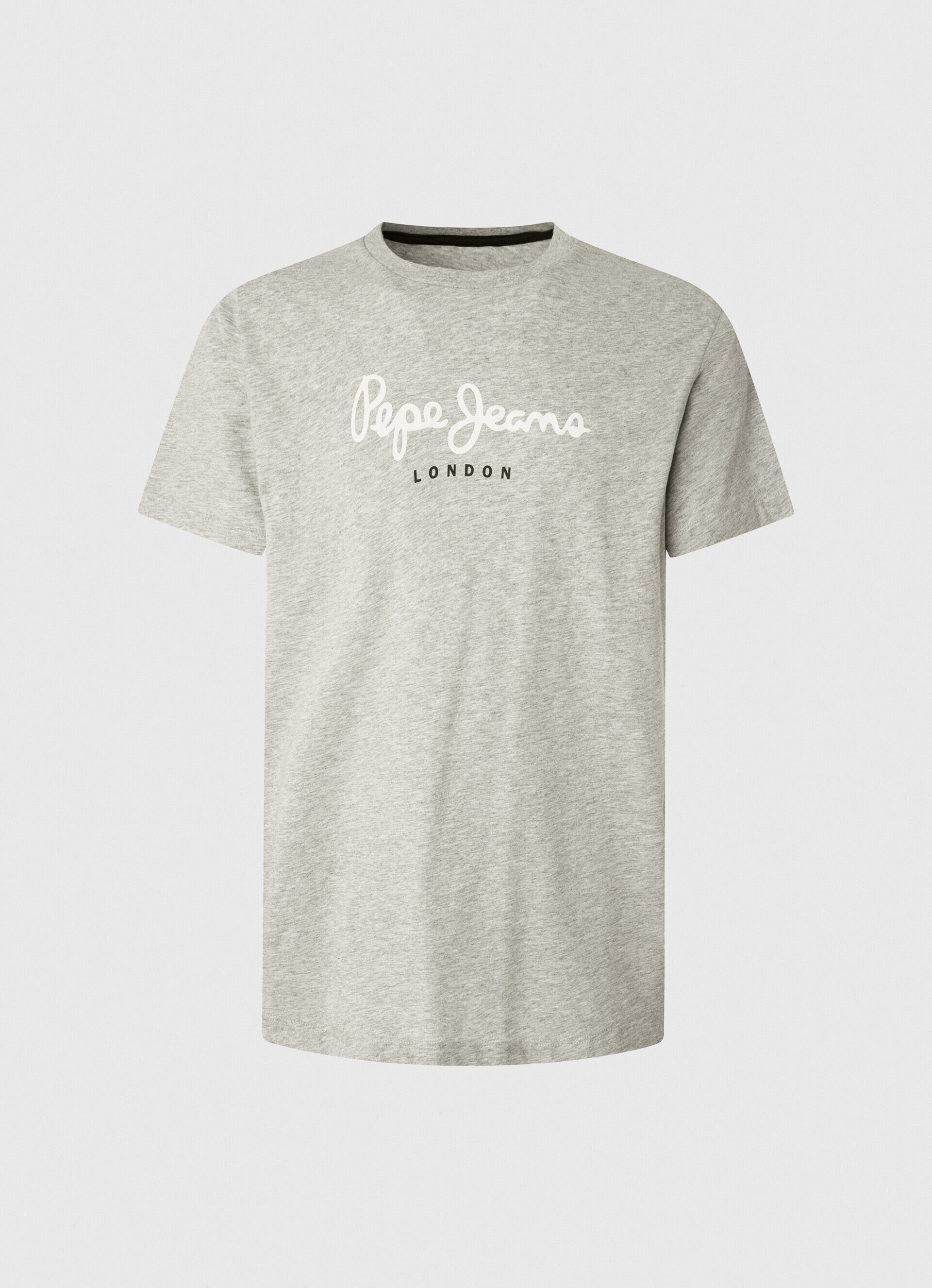 Camiseta de algodão com logotipo estampado - cinza claro