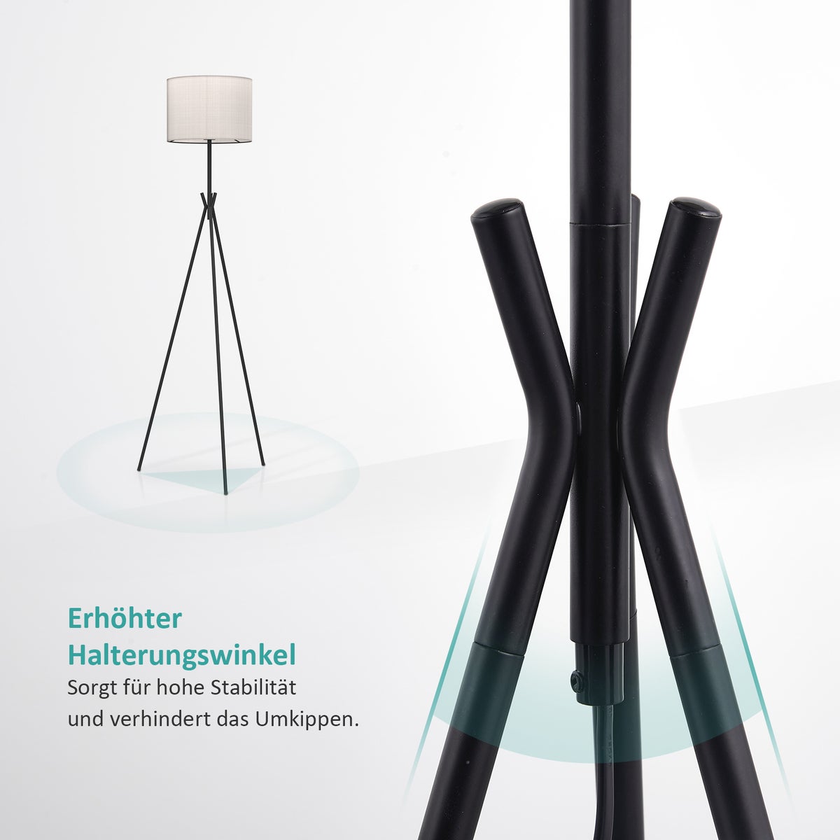EMKE Briana vloerlamp, E27 statief vloerlamp, vintage stof, zwart, moderne design vloerlamp met voetschakelaar, woonkamerlamp, leeslamp voor kantoor