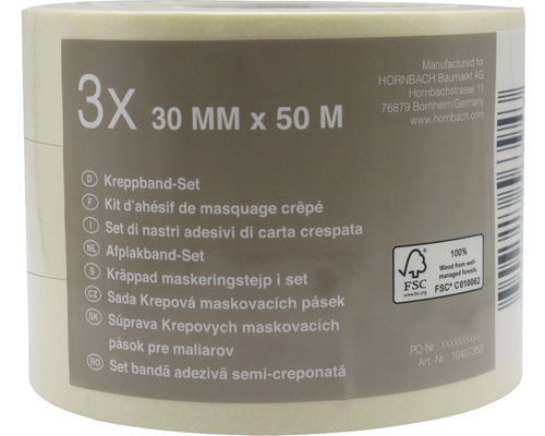 Afplaktapeset geel 3x 30 mm x 50 m