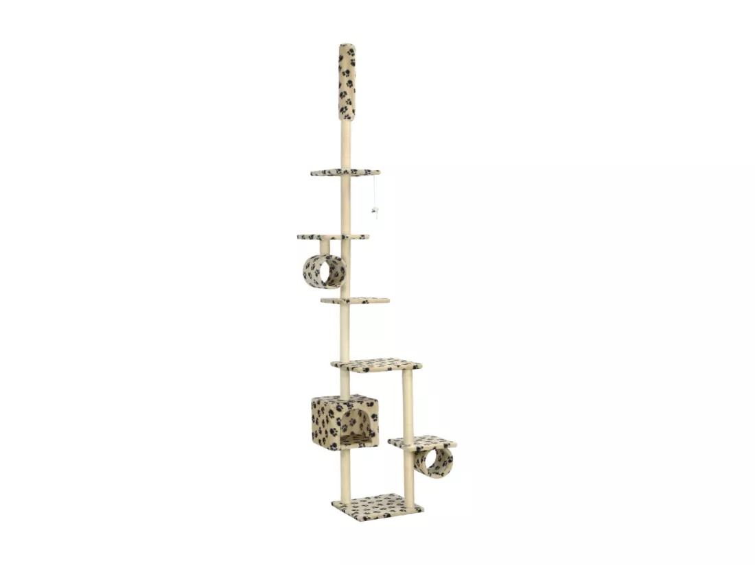 Arbre à chat avec griffoirs en sisal 260 cm Beige Motif pattes