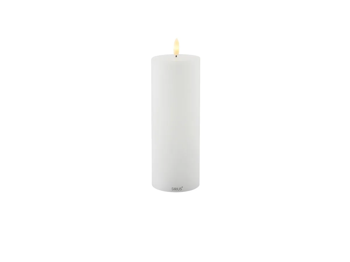 Sirius Sille Genopladelig Bloklys Hvid - Ø 7,5 cm - H 20 cm