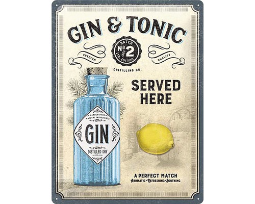 Blikken bord Gin & Tonic 30x40 cm