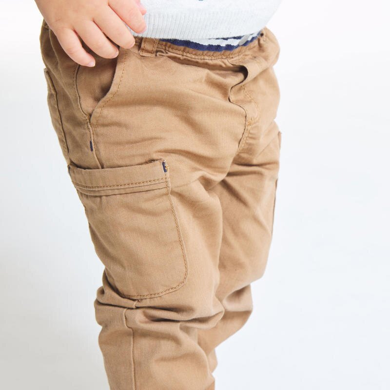 Pantalon toile chevrons multipoches marron bébé garçon Marron