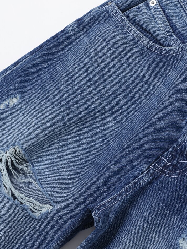 Shorts jeans folgados - Azul-marinho