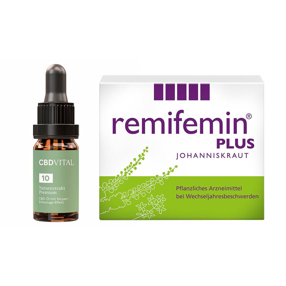 CBD VITAL Naturextrakt Premium Öl 10 % + Remifemin ® Plus Johanniskraut