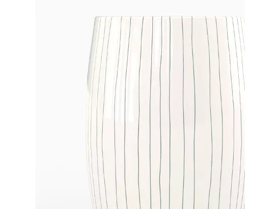 Table d'appoint ronde en métal blanc rayé D26 cm - Nello