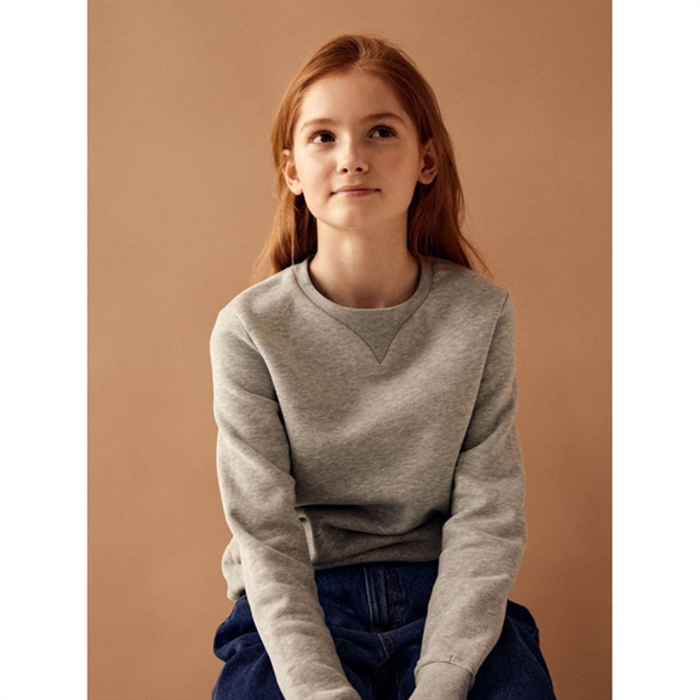 Grey Melange Sweatshirt - Name It → Luksusbaby.dk