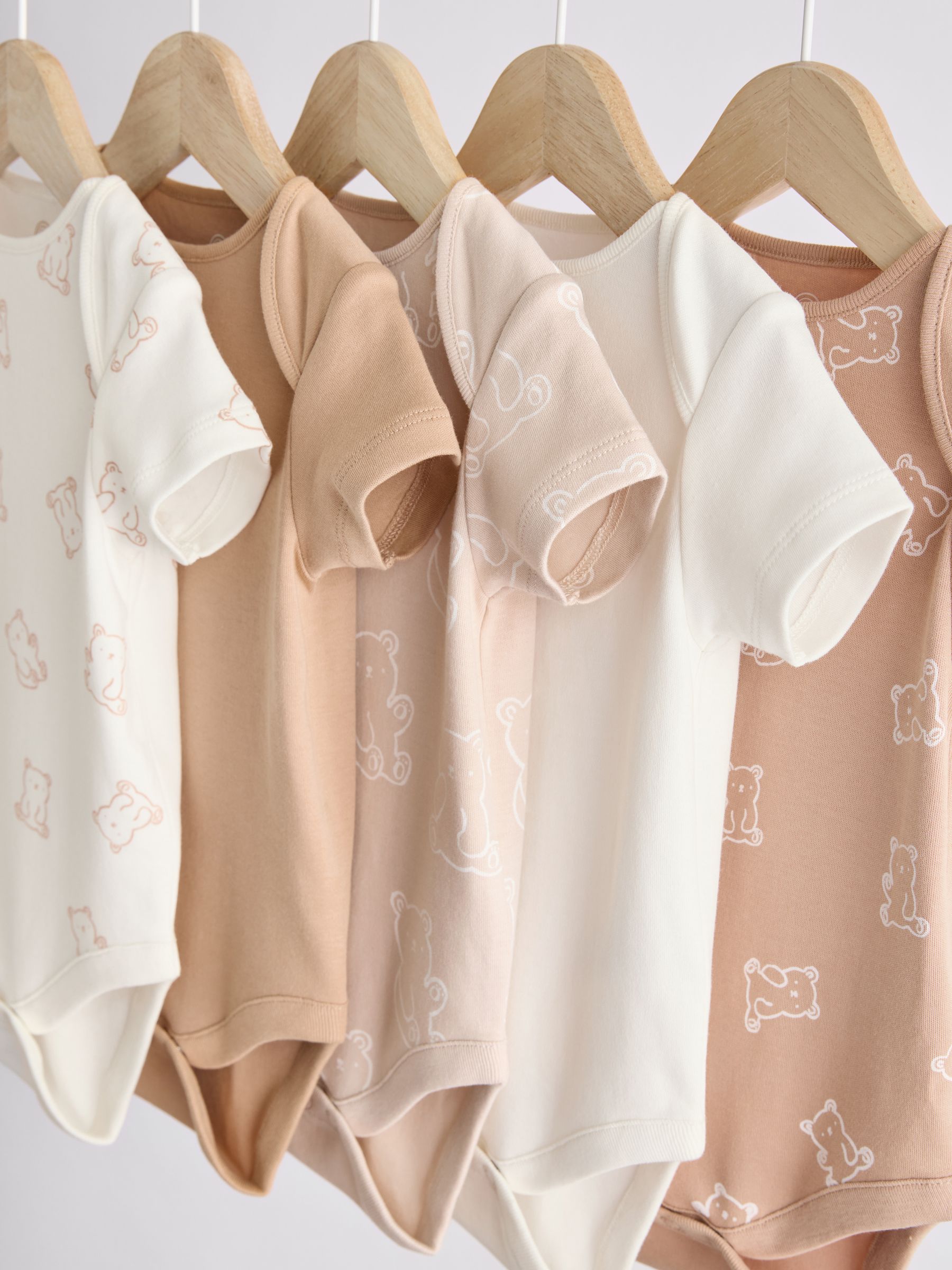 Neutraal - Babyrompers met korte mouwen en berenprint 5 stuks