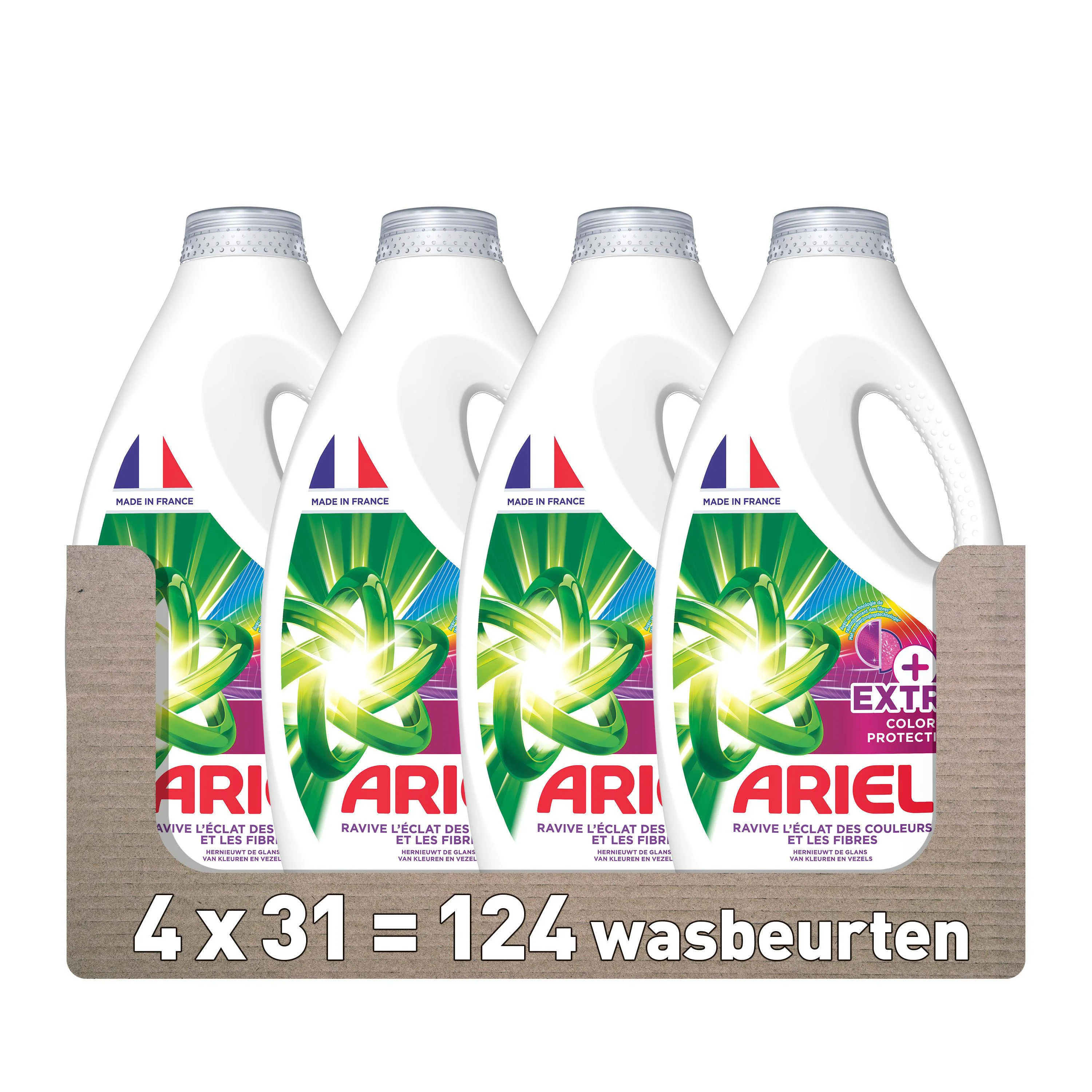 Ariel vloeibaar wasmiddel +Extra kleurbescherming - 4 x 31 wasbeurten - 124 wasbeurten