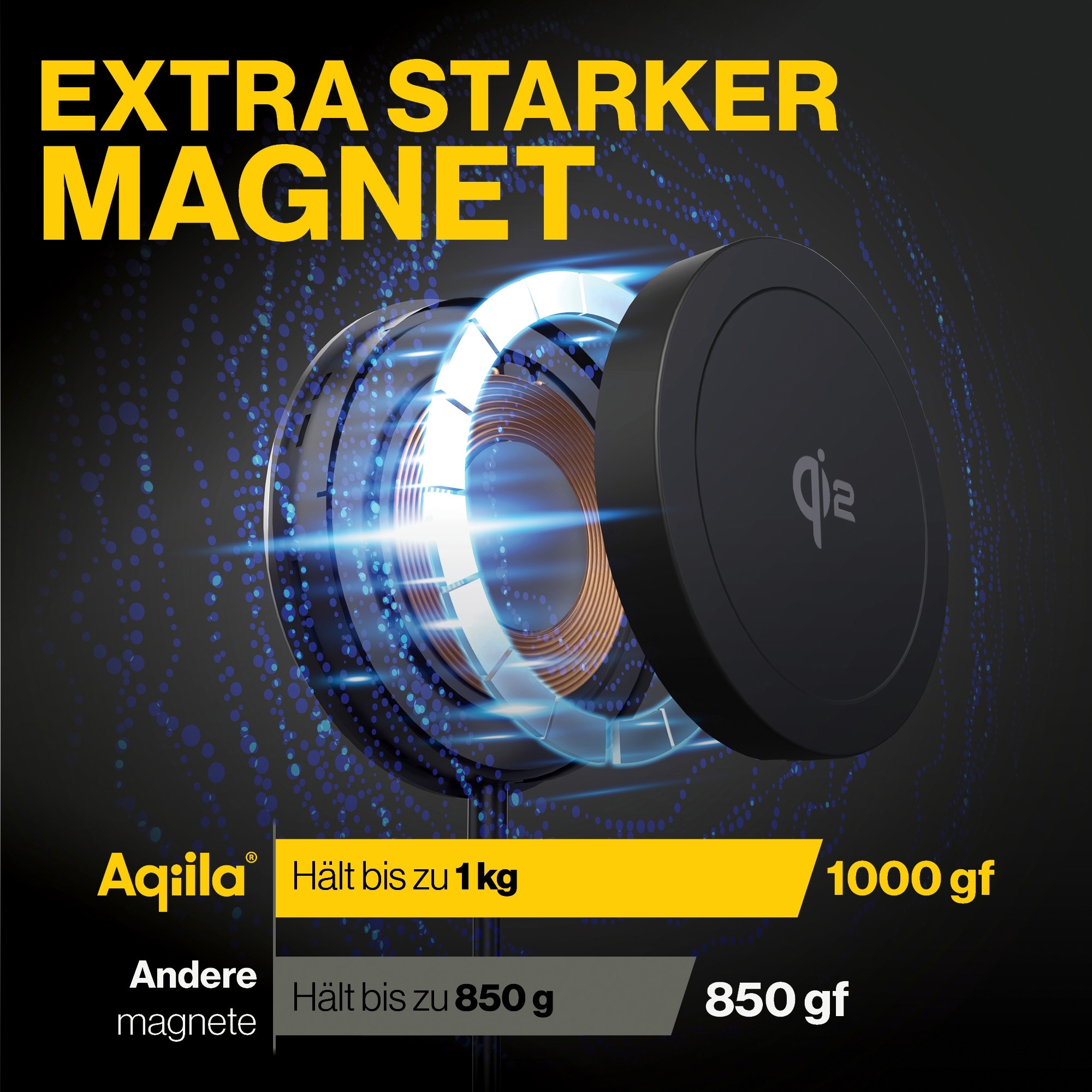 Aqiila Powerbird QC1 Drahtloses Handyladegerät und -halterung 15 W schwarz