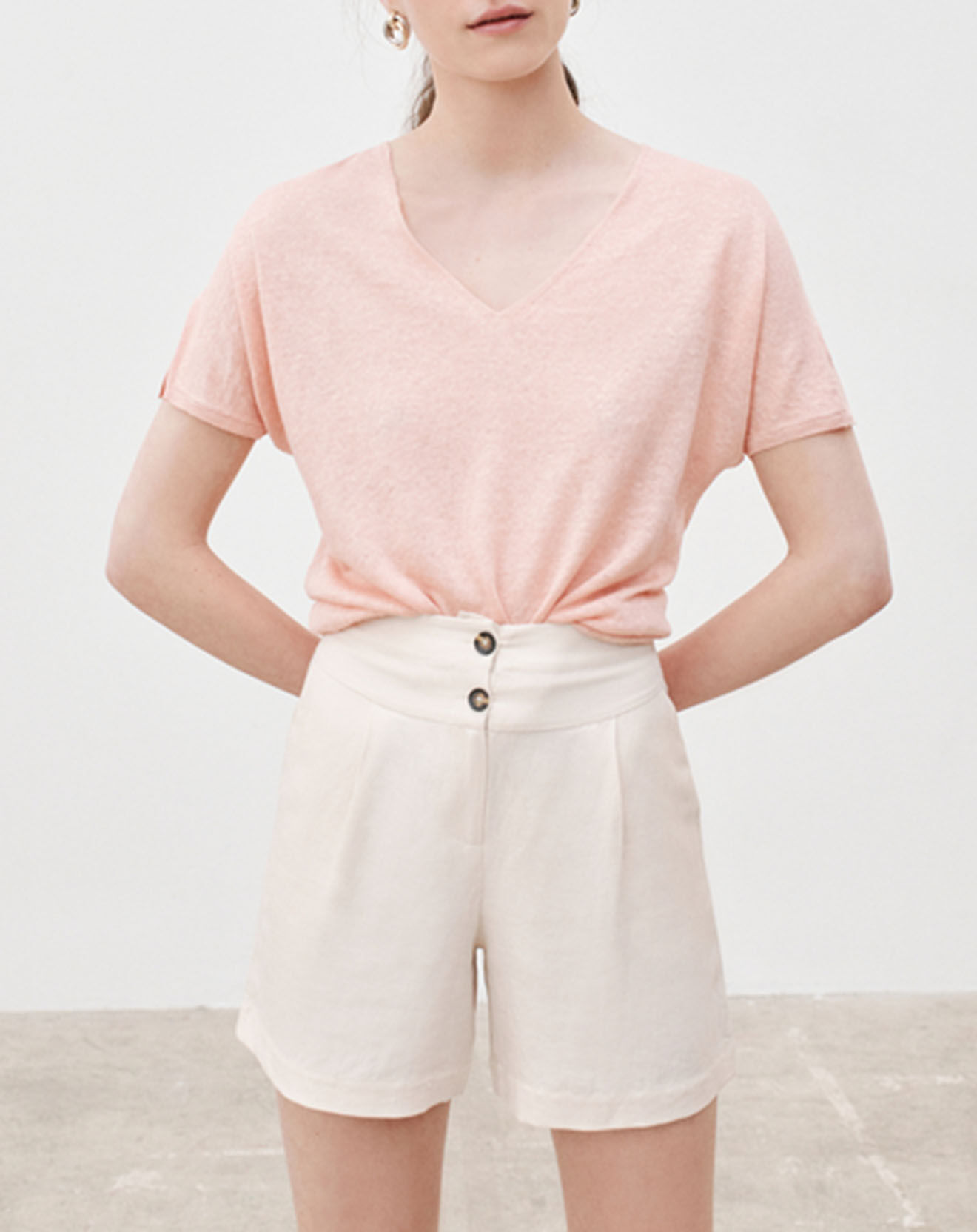 Caroll Pull 100% Lin Milane rose poudré