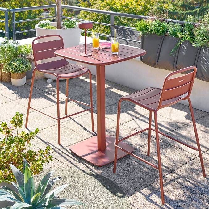 Table haute de jardin carrée ALEGORIA Acajou