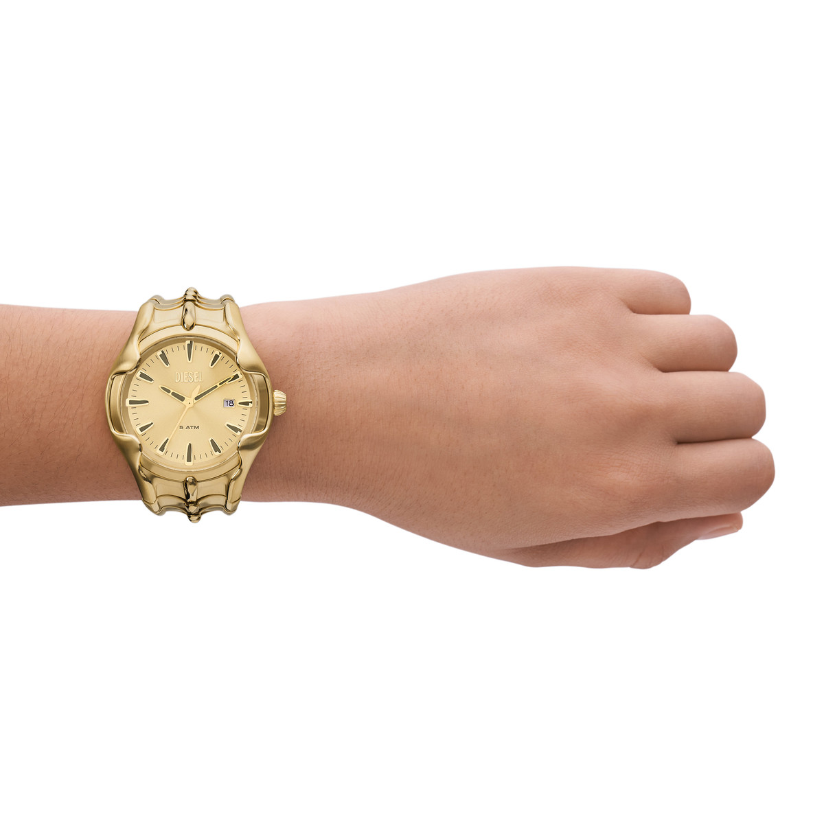 Montre DIESEL vert homme bracelet acier inoxydable doré