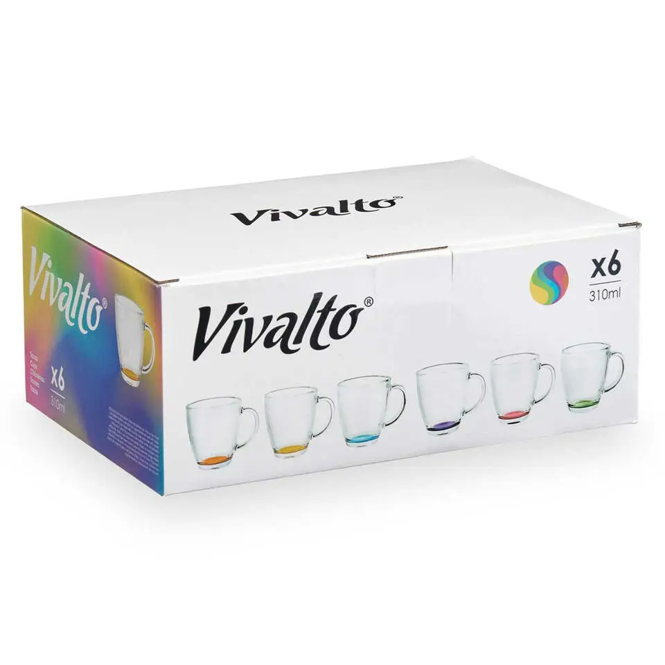 Vivalto Koffie/thee glazen - 6x stuks - glas - met tint - 310 ml
