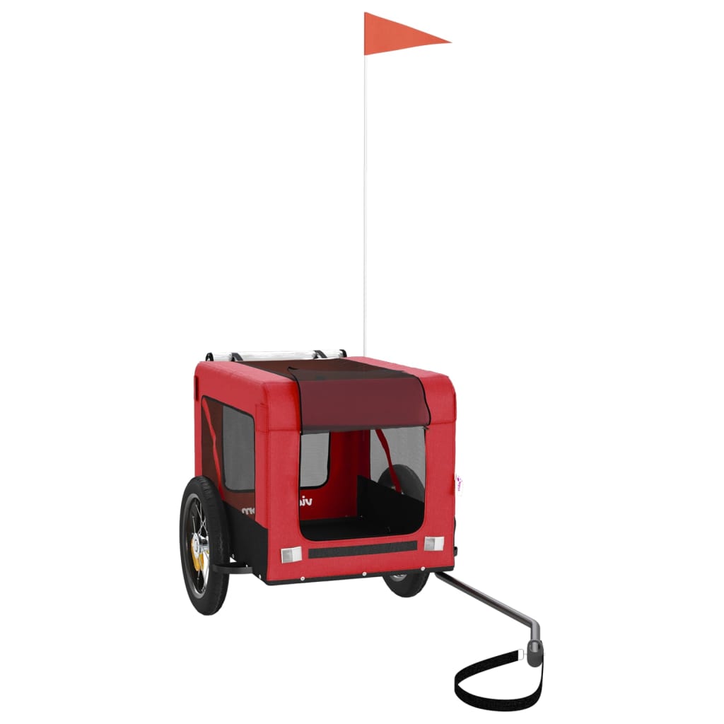 vidaXL Reboque para Cães de Bicicleta em Tecido Oxford de Ferro Vermelho e Preto