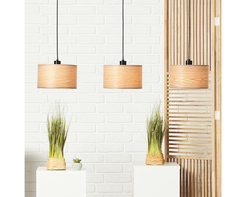 Hanglamp, 3-lichts, HxBxD 120x110x25 cm, zwart/bruin/naturel