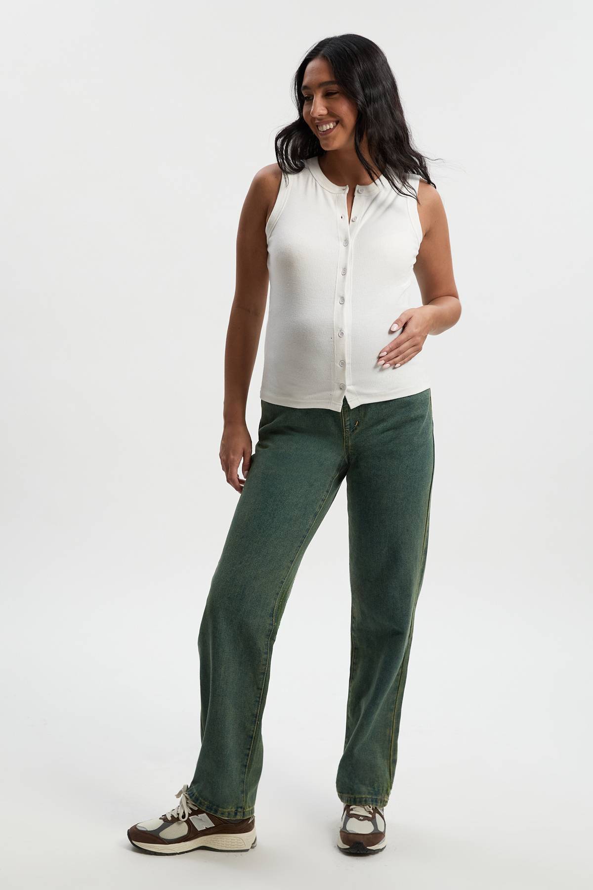 boohoo Jeans droits pour femmes enceintes avec taille placée sur le ventre