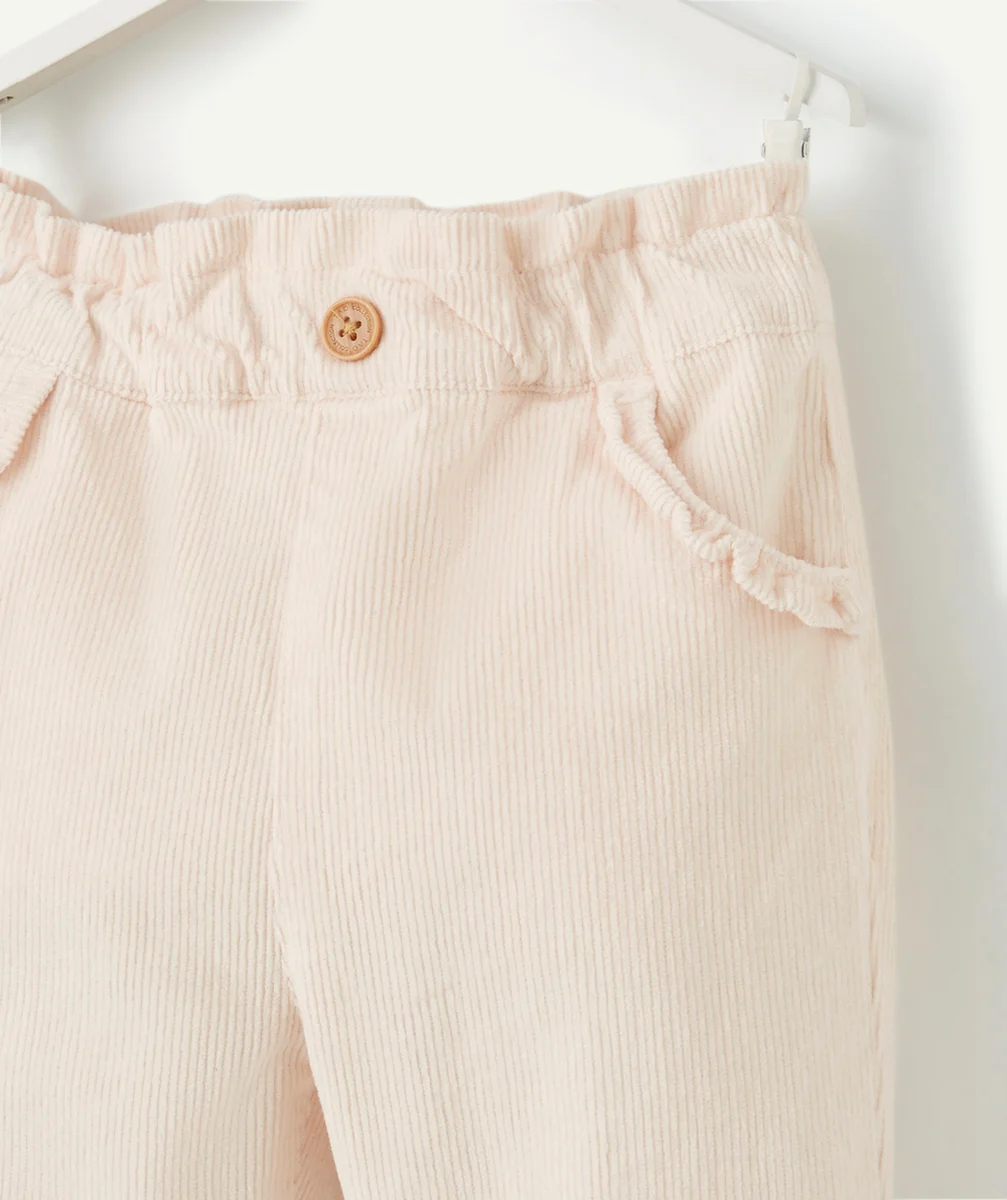 PANTALON LARGE BÉBÉ FILLE EN VELOURS CÔTELÉ ROSE PÂLE