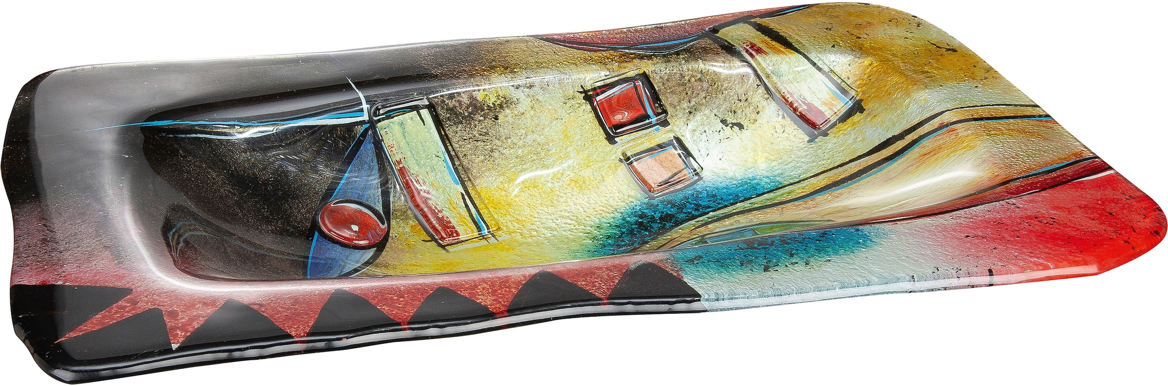 GILDE GLAS art Dekoschale »Confuso 2« handbemalt mit Fusingglas-Elementen