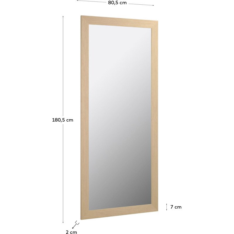 Miroir Yvaine 80,5 x 180,5 cm avec finition naturelle