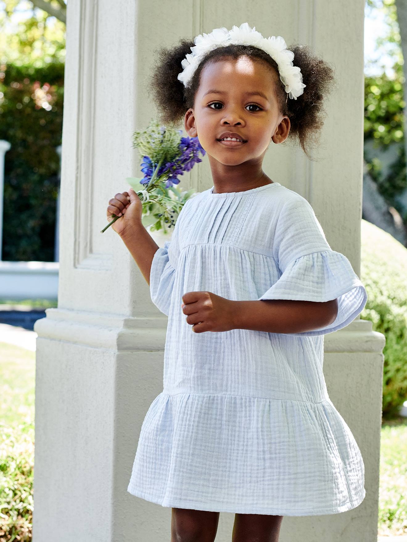Vestido rosa framboesa em chiffon de algodão para meninas