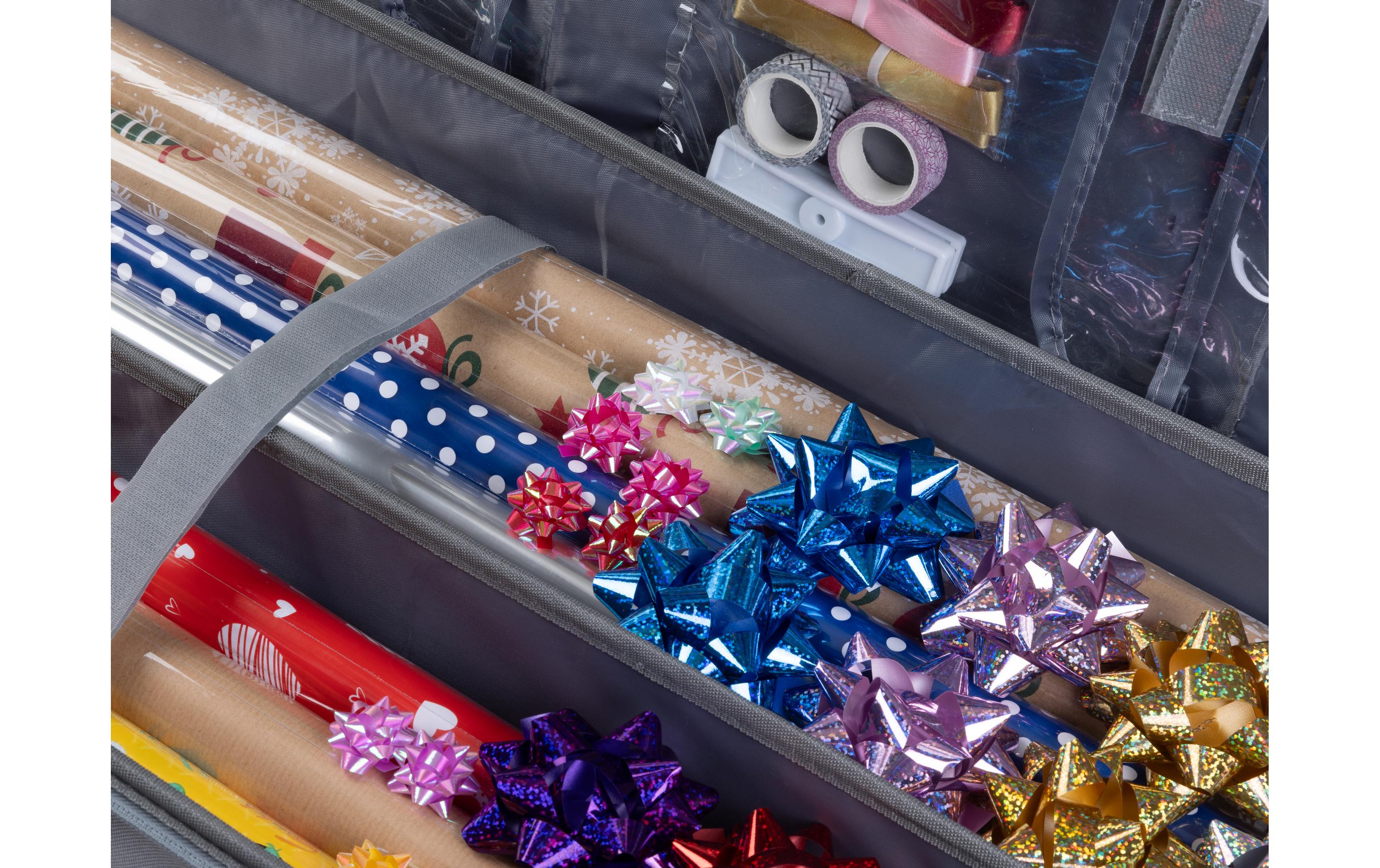 Geschenkpapier Set gefülltGeschenkpapierhalter / Aufbewahrungsbox inkl. Geschenkpapier, Bändern, Schere, Klebeband uvm