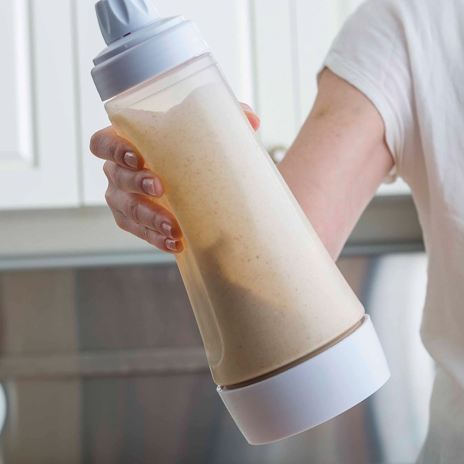 (1000ml) Teig Mixer Shaker Teigspender Quetschflasche mit Blenderball für Crêpes / Pancakes / Waffeln / Muffins