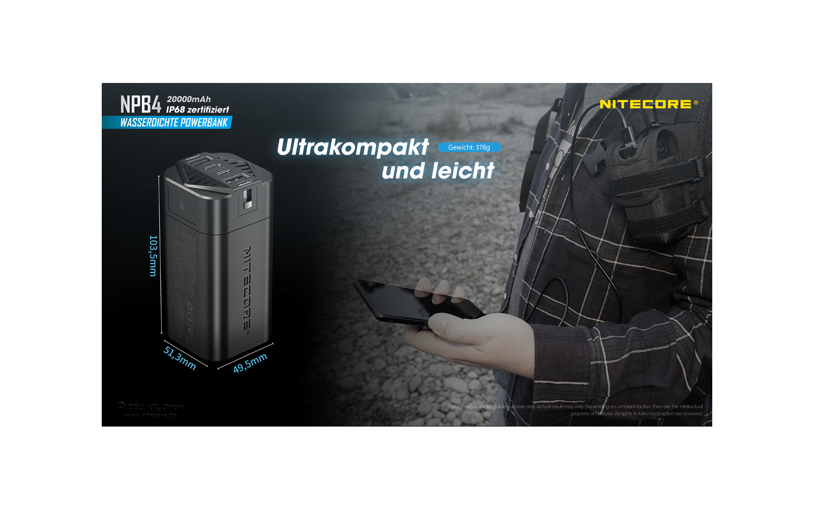 Nitecore Powerbank NBP 4 20000 mAh wasserdicht
