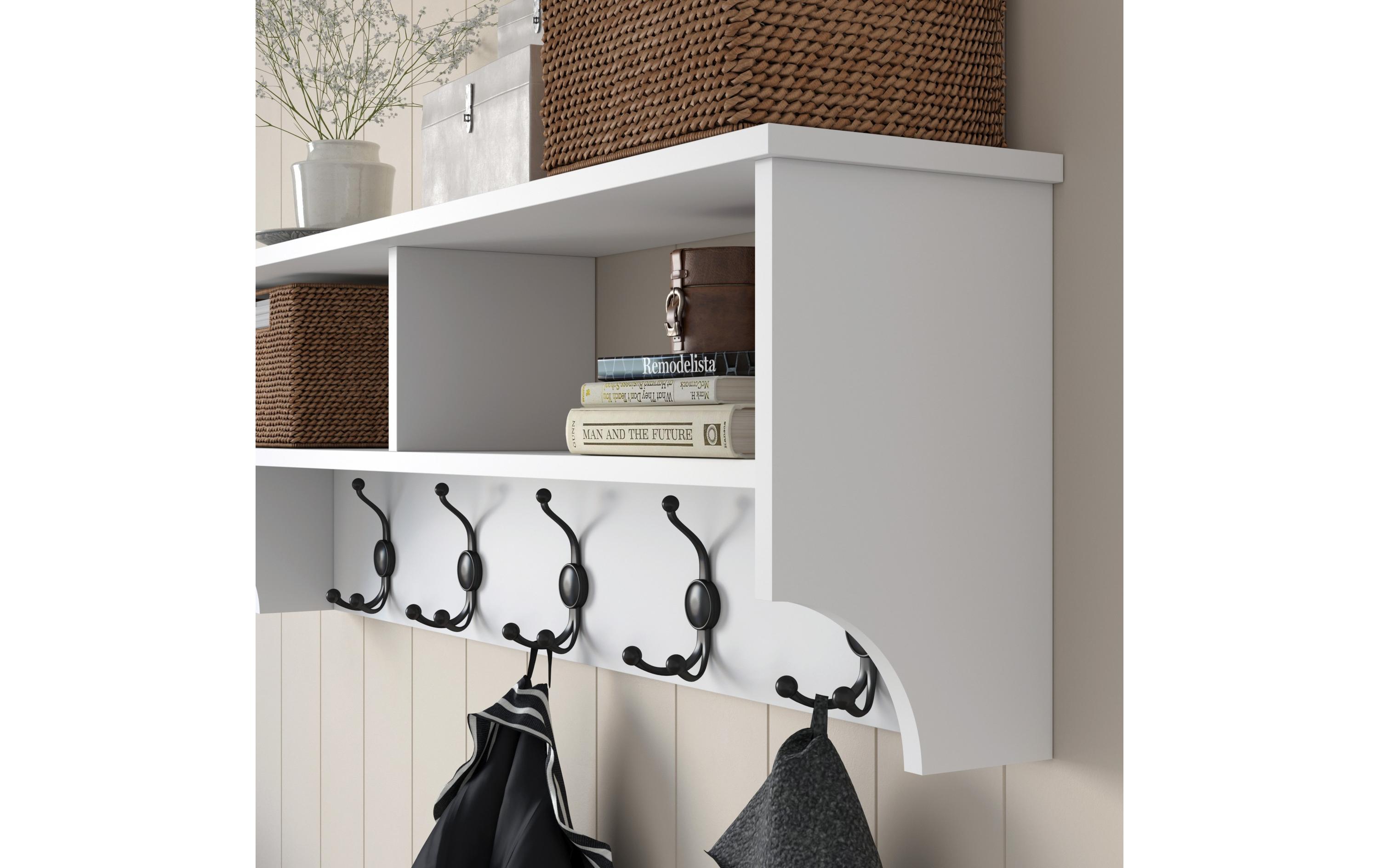 Wandgarderobe P2 - 439 120 cm x 37.2 cm, WeissHochwertiger Hallenstand
