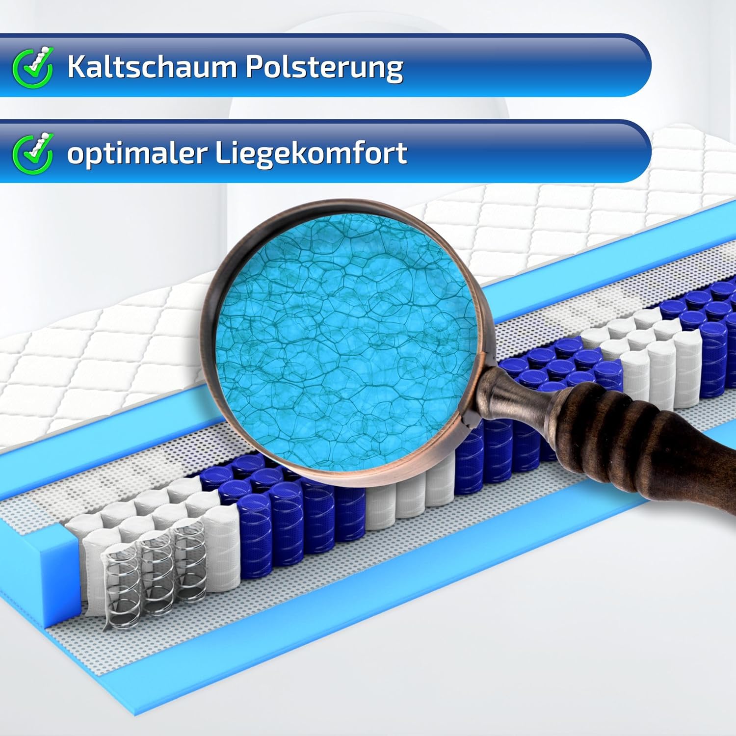 Matratzen Perfekt Taschenfederkern Matratze Köln 140x200 cm H3 mittelfest 7 Zonen 20 cm hoch orthopädisch waschbarer Bezug 60°C allergikerfreundlich