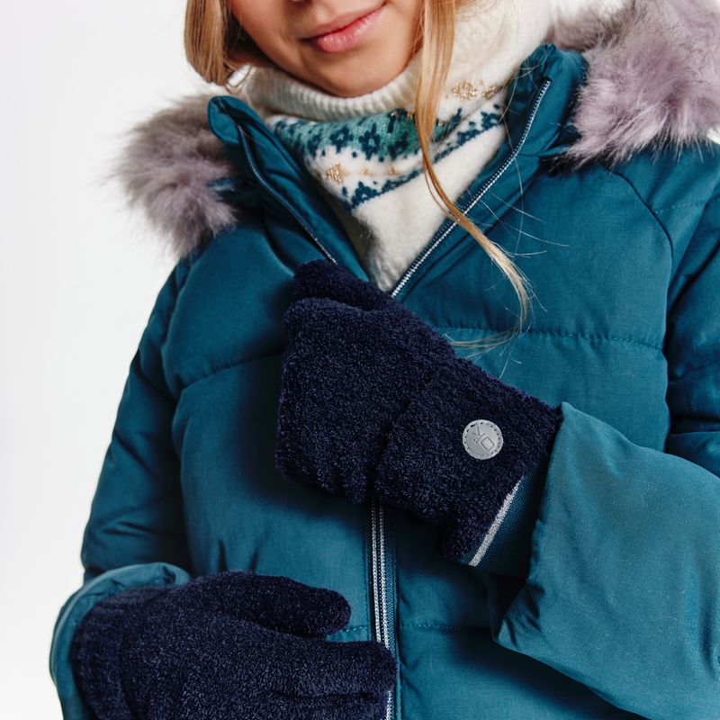Gants en tricot hyper stretch bleu fille
