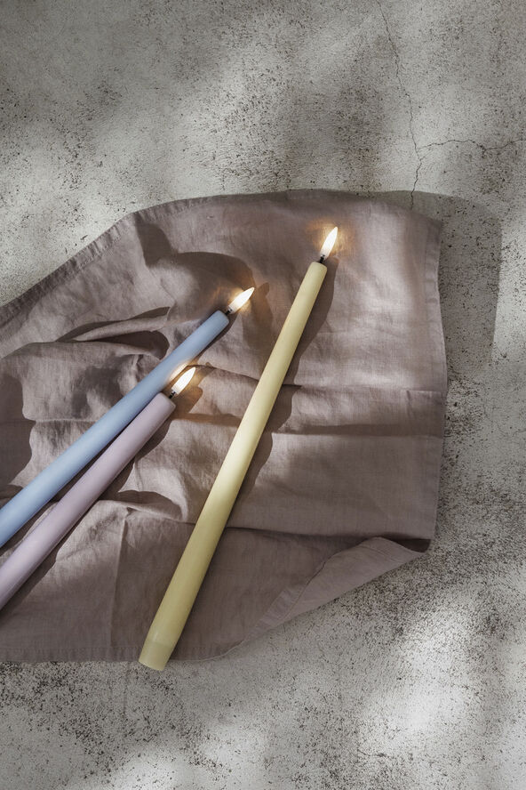Uyuni LED taper candle, Skype blue, smooth, 2-pack, 2,3x25 cm Sky blue