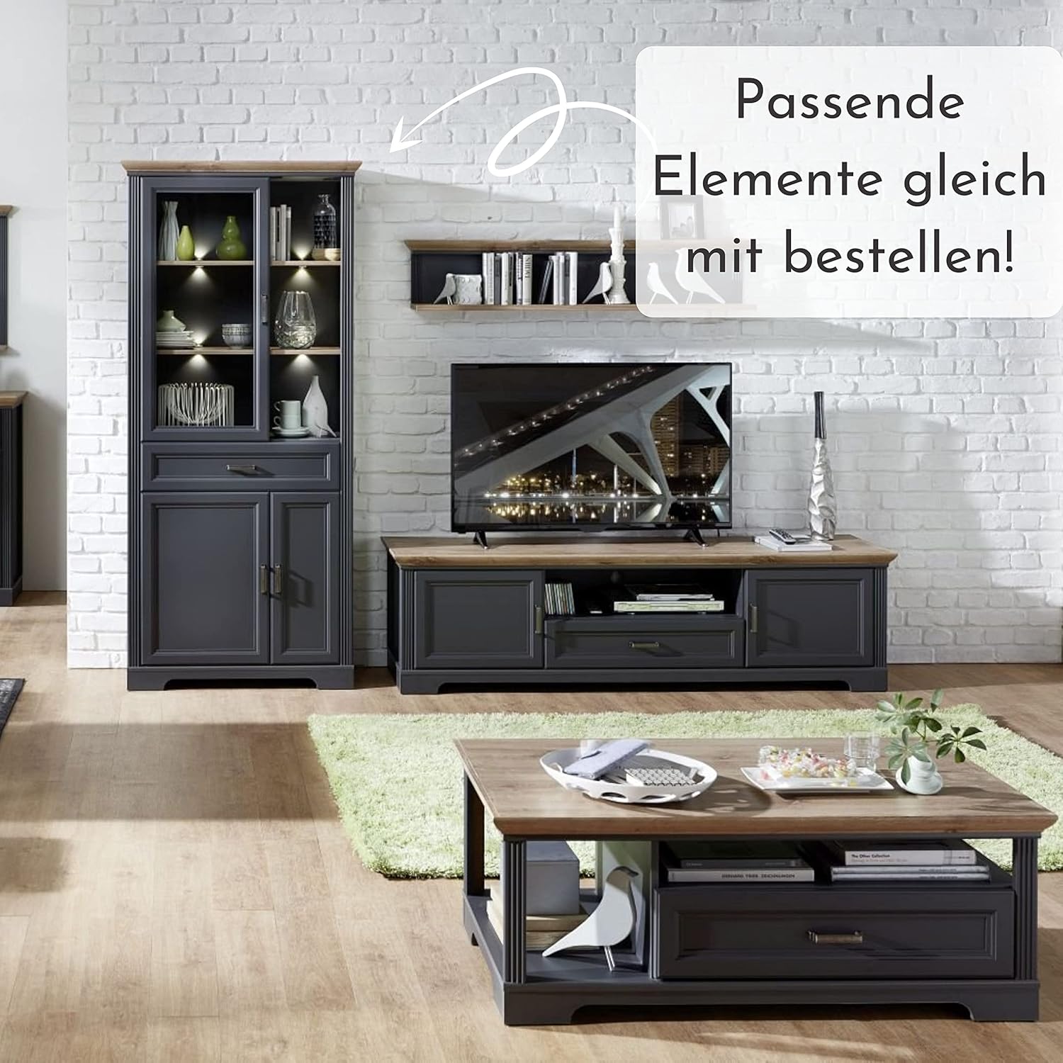 Stella Trading JASMIN Sitzbank in Braun, Graphit - Esszimmerbank in Leder-Optik für Ihren Wohn- & Essbereich im Landhausstil - 126 x 48 x 41 cm (B/H/T)
