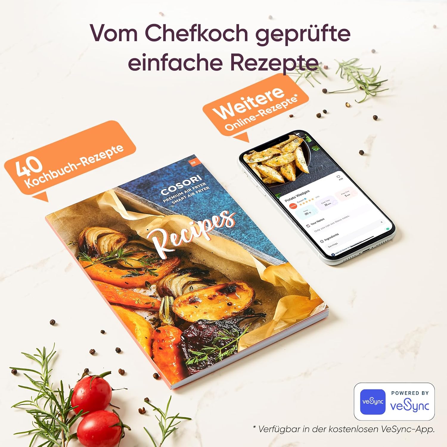 COSORI Heißluftfritteuse CP158-AF, Testsieger 2024 Stiftung Warentest, 11-in-1 Airfryer mit Shake-Reminder, Online-Rezepte, 97,3 Prozent ölsparend, spülmaschinenfeste Körbe, Rot