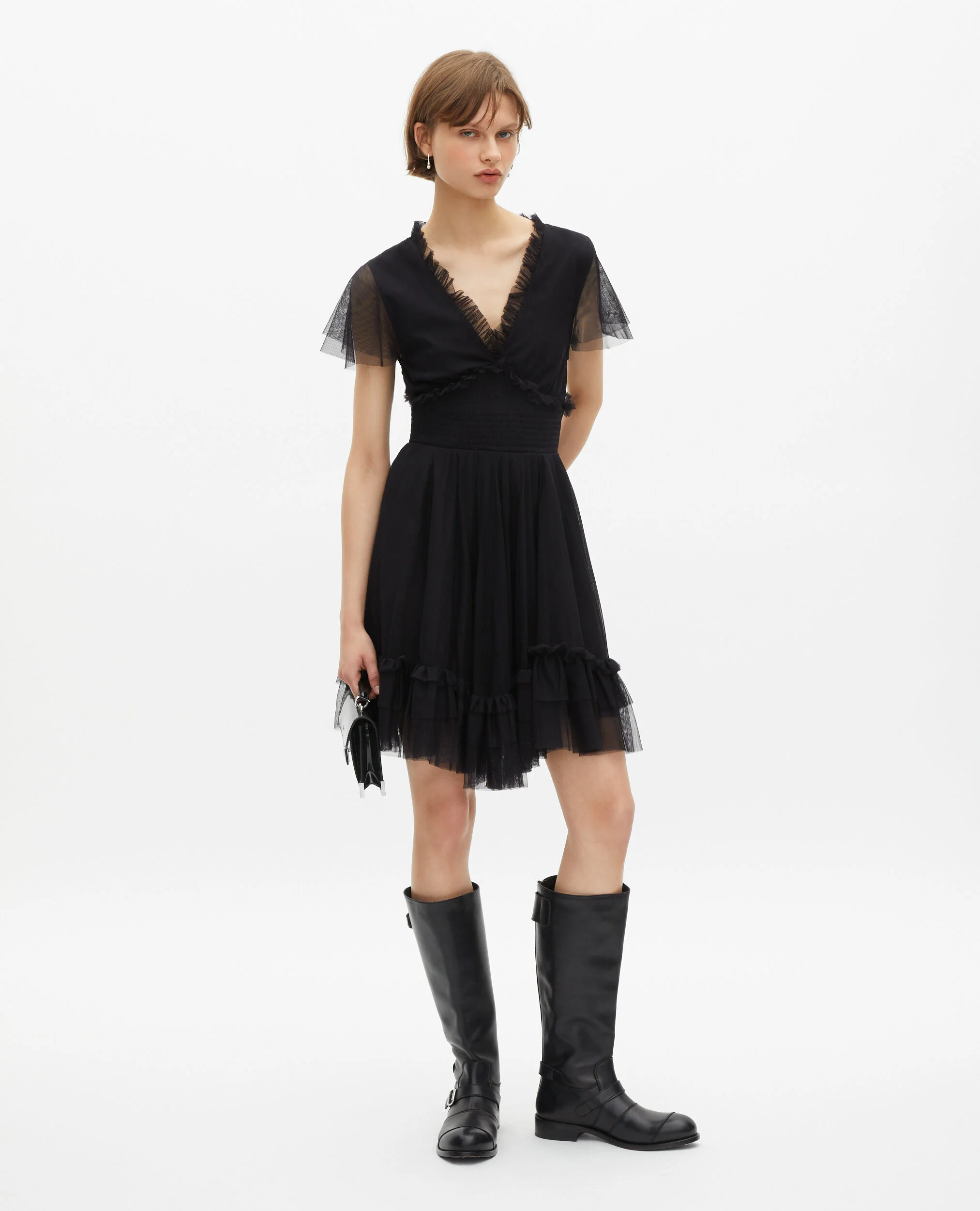 Robe courte en tulle noire