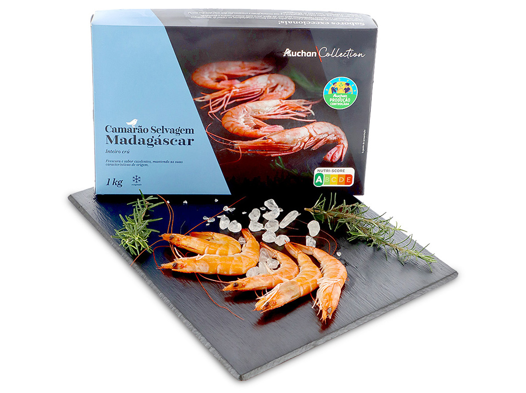 CAMARÃO SELVAGEM MADAGÁSCAR AUCHAN CULTIVAMOS O BOM 40/60 CONGELADO KG
