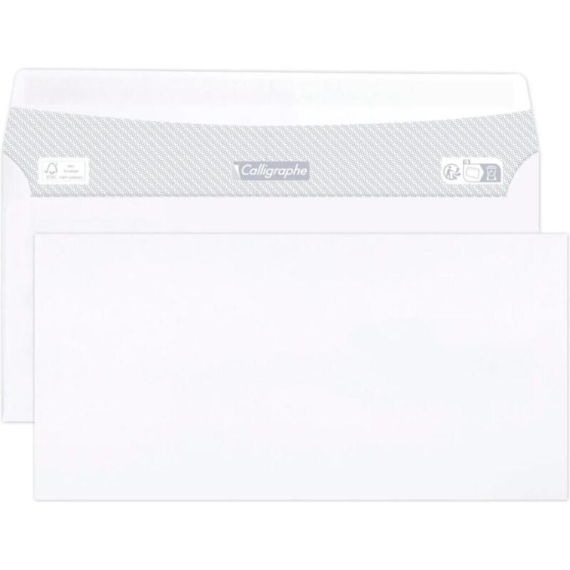 Paquet de 100 Enveloppes Blanches DL-110x220mm - Auto-Adhésives - 80g/m2 - Blanc