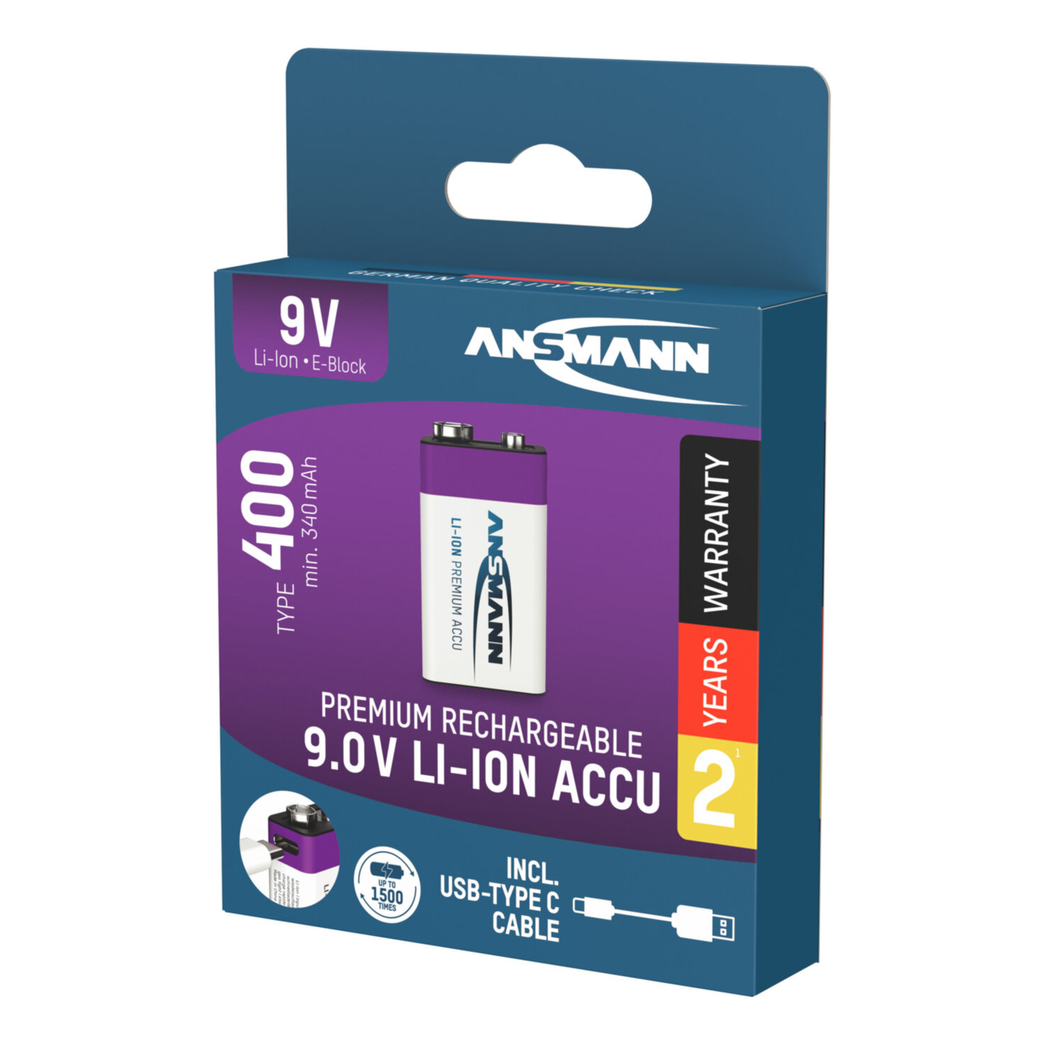 Ansmann Li-Ion Akku E-9V USB-C