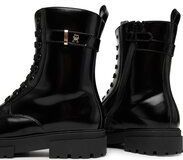 Tommy Hilfiger - Enkelboot - Imitatieleer - Zwart - Met Ritssluiting en Veters
