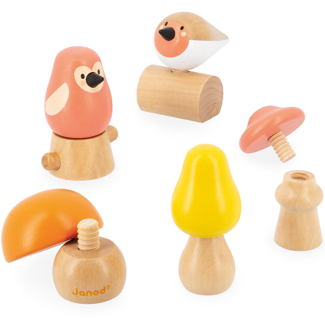 Janod wwf ik leer schroeven - vogels en paddenstoelen