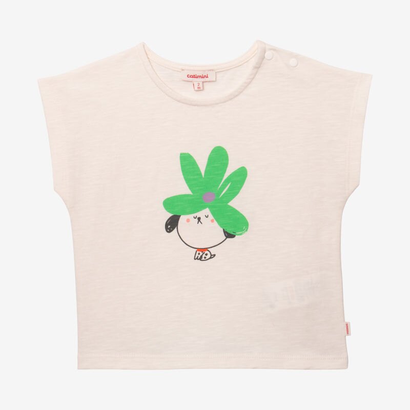 T-shirt bébé fille chien-fleur beige Catimini Beige