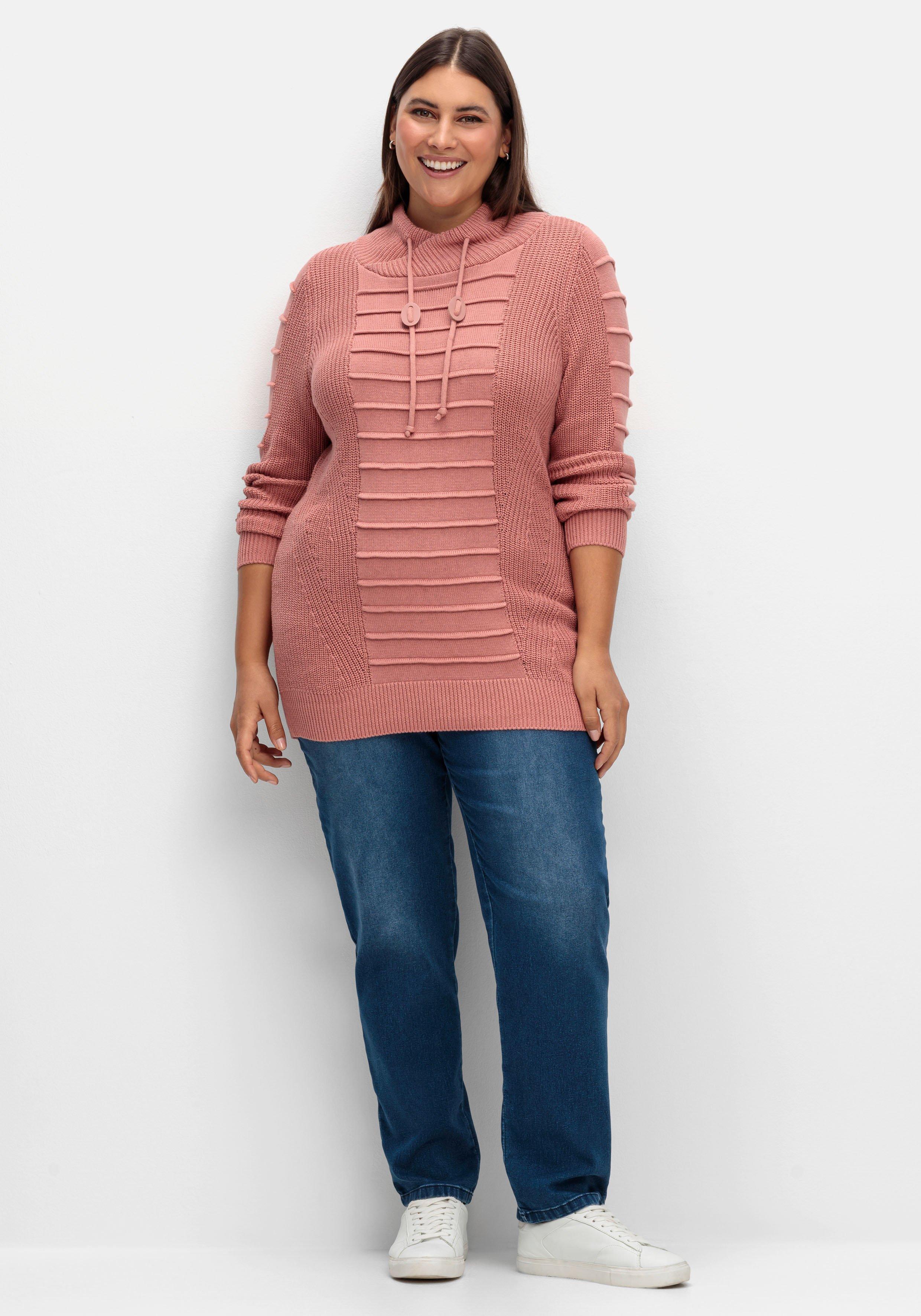 Longpullover mit Strukturmuster in Biesen-Optik