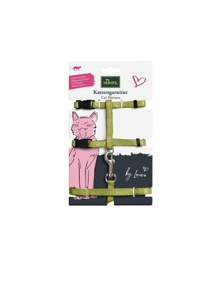 Hunter - By Laura Cat harness with line - Lime