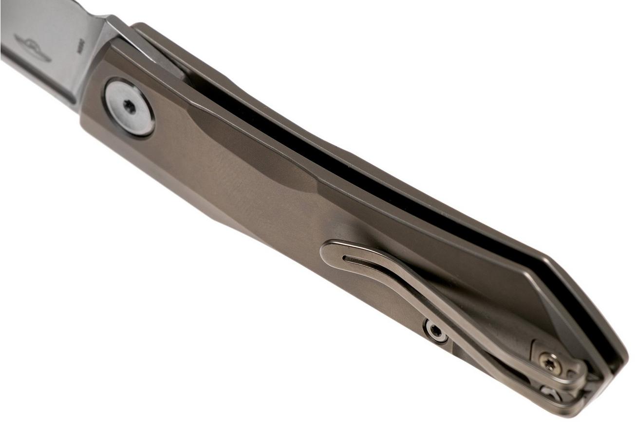 Real Steel Solis 7061S Beadblast Titanium, Silver, slipjoint zakmes, Poltergeist design